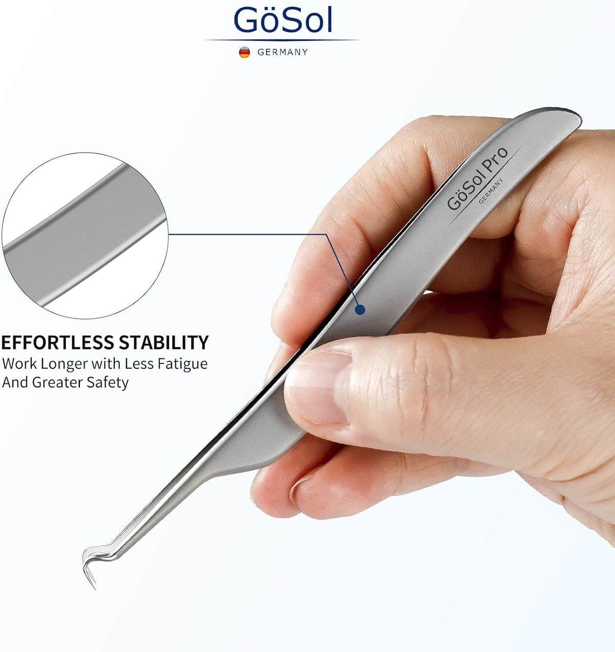 GöSol Pro Blackhead Tweezers – Curved Precision Tip, Stainless Steel, Comedone & Ingrown Hair Removal
