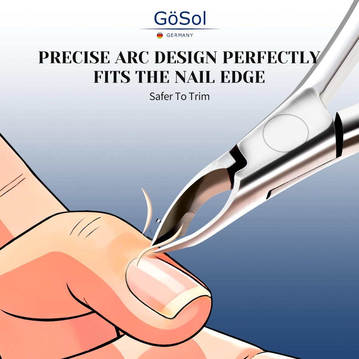 GöSol Pro Cuticle Trimmer – 1/2 Jaw, Ultra-Sharp, Curved Handle, Stainless Steel, Black Leather Case