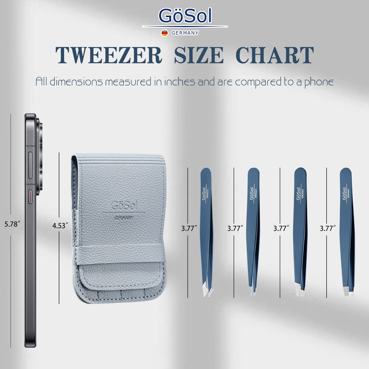 GöSol Tweezers Set, 4-Piece Professional Eyebrow Tweezer for Facial Hair