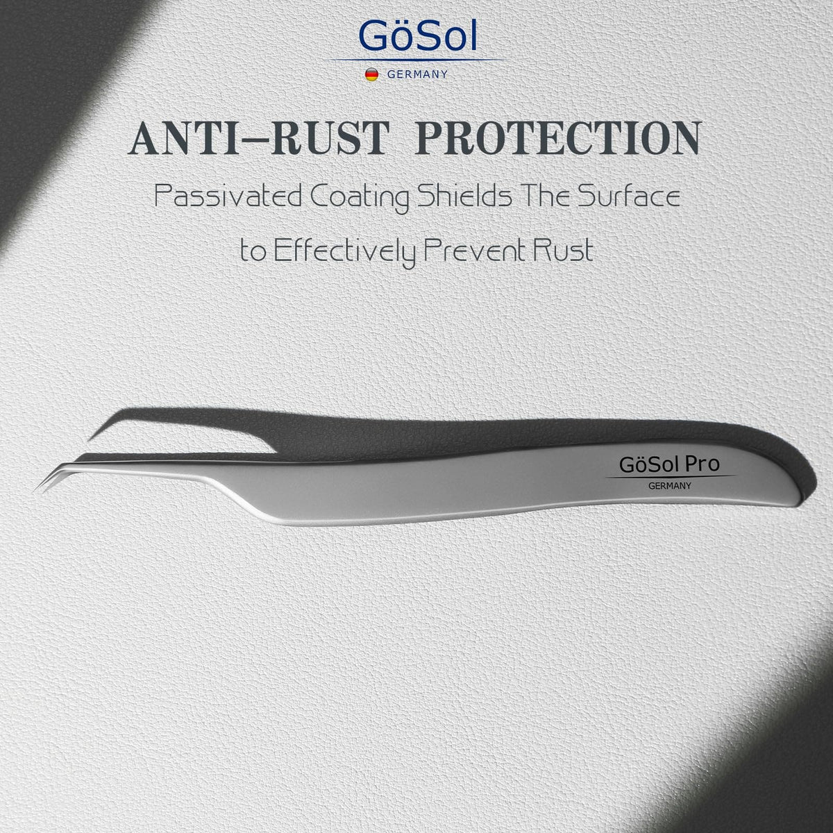 GöSol Pro Blackhead Tweezers – Precision Slant Tip for Nose & Face, Ingrown Hair Removal, Black Leather Case