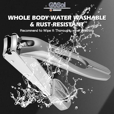 GöSol Nail Clippers Anti Splash Fingernail Cutter, Carbon Steel, Sharp Blades