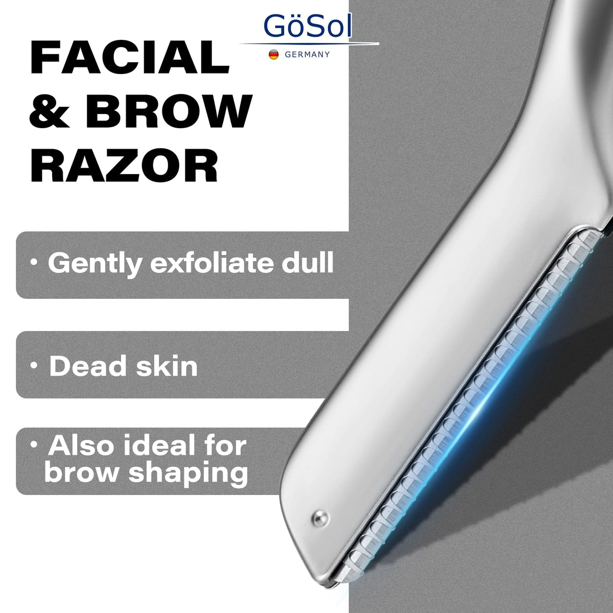 GöSol Professional Dermaplaning Razors – Japanese PTFE Blades, 3 Refills, Extra Smooth, Reusable