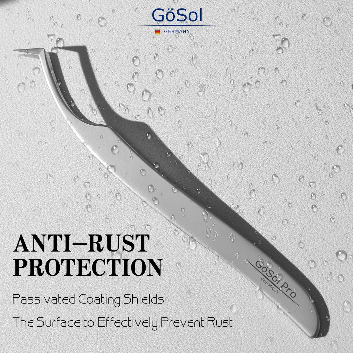 GöSol Pro Lash Tweezers – L-Shape, High Precision, 420 Stainless Steel, Pick, Fan & Apply, for Volume & Classic Lashes