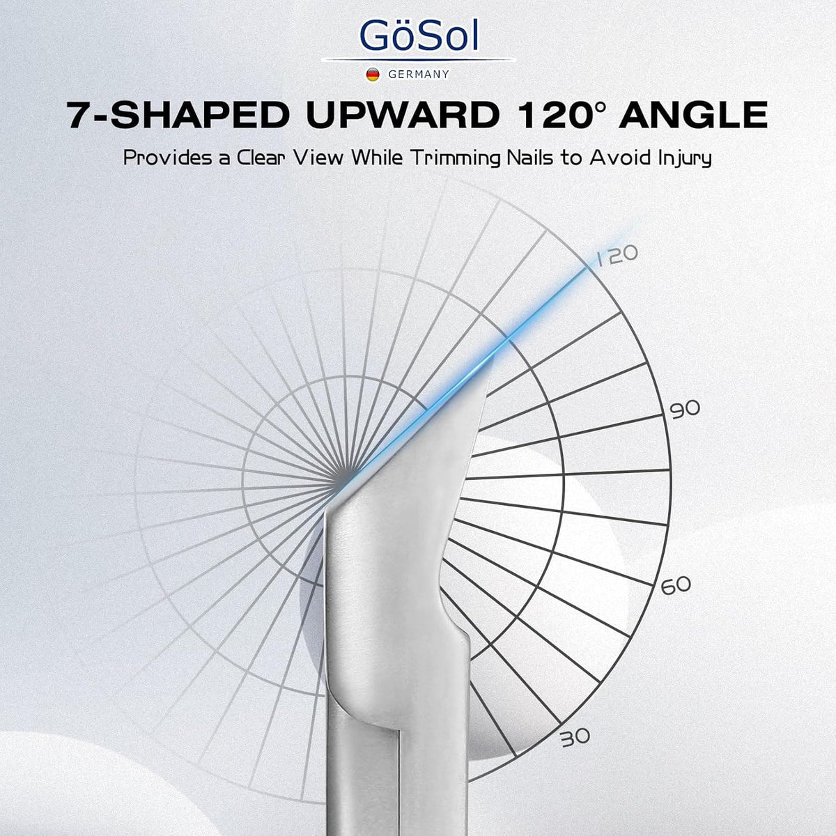 GöSol Toenail Clipper – Straight Blades for Thick & Ingrown Nails, Wide Jaw, Stainless Steel, Long Handle