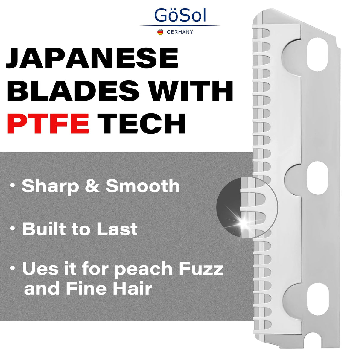 GöSol Professional Dermaplaning Razors – Japanese PTFE Blades, 3 Refills, Extra Smooth, Reusable