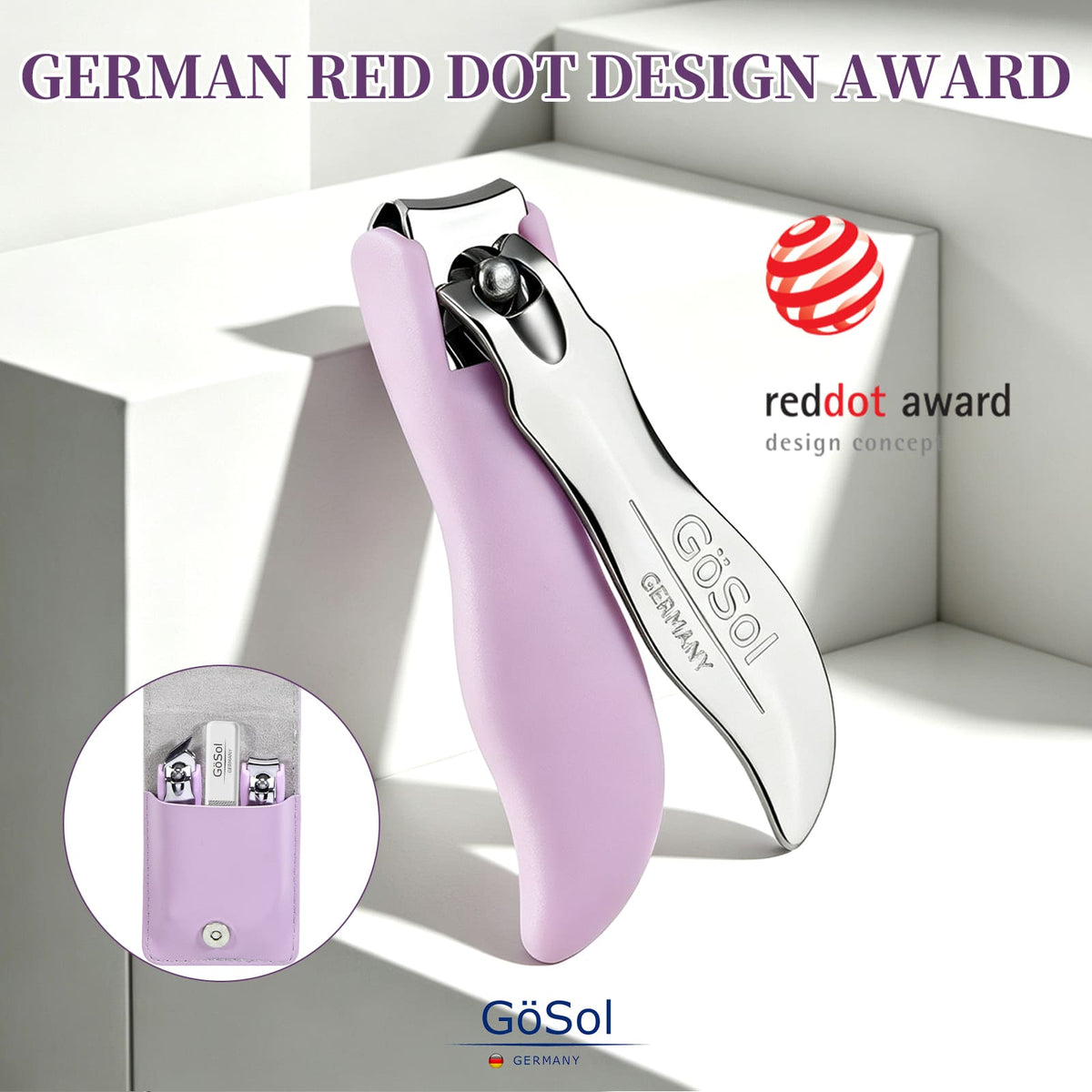 GöSol Nail Clippers Complete 3-Piece Nail Care Set