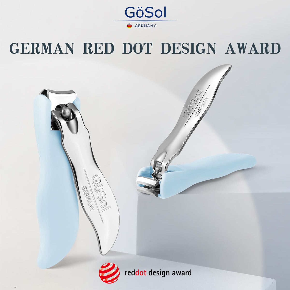 GöSol Anti-Splash Nail Clippers – Sharp Curved Blades, Detachable Catcher, Soft Anti-Slip Handle