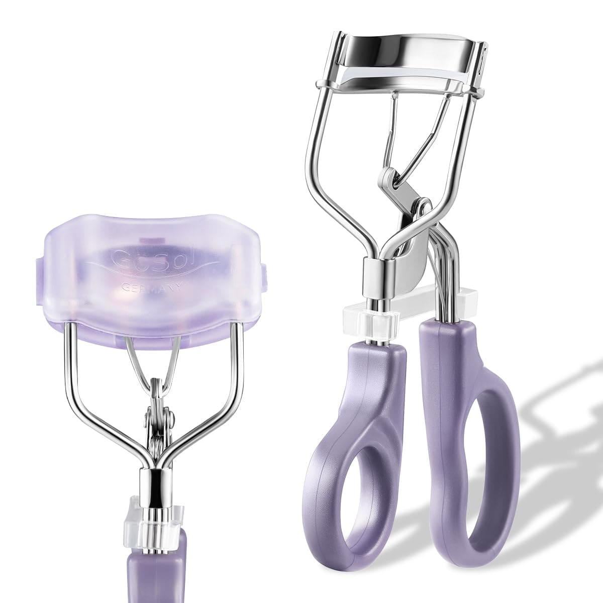 GöSol Professional Eyelash Curler with 3 Refill Pads – Stainless Steel, Wide-Angle, No Pinching, Plastic Case